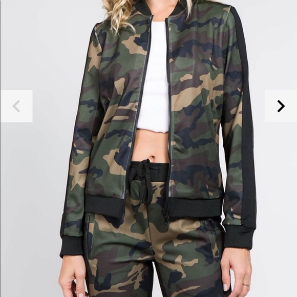 Olive Camo Womens 2 Piece Stretch Waist Pants Set - Picture 3 of 4